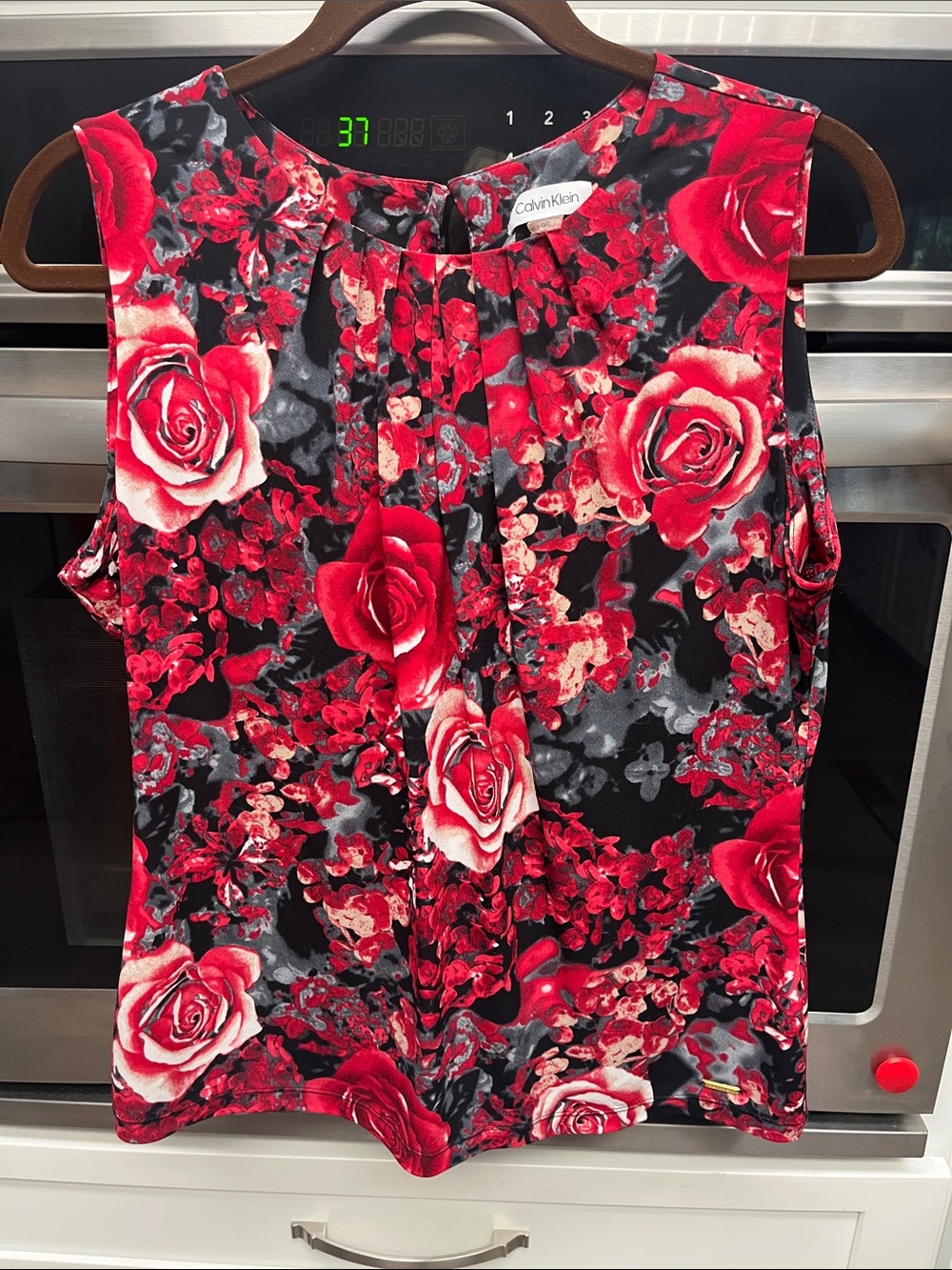 Calvin Klein Red and Black Floral Sleeveless Camisole